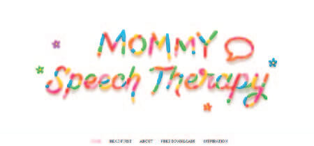 Texto colorido sobre fondo blanco en la web Mommy Speech Teraphy