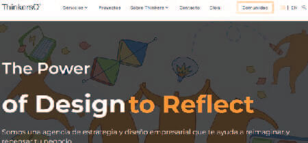 Homepage de la web desarrollada en WordPress "Thinkersco"