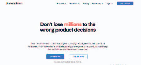 Página de inicio de la Web Product Board, desarrollada en WordPress