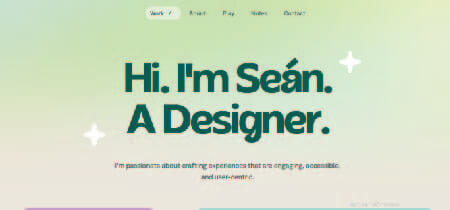 Homepage de la página web portafolio de Sean Halpin