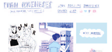 Diferentes ilustraciones en la Homepage de la web de Fran Meneses