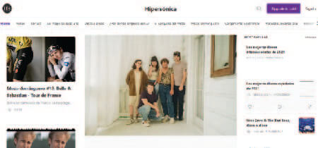 Captura de pantalla del blog sobre música indie Hipersónica