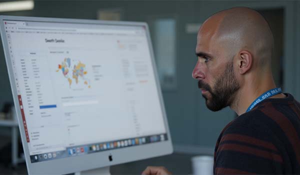 Álvaro Torres analizando gráficos de Search Console en su portátil
