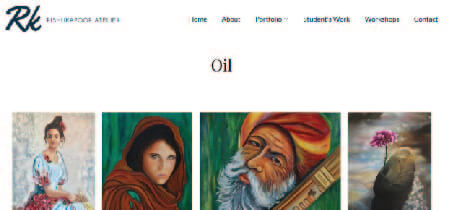 Captura de pantalla de la web portafolio de del pintor Rishukapoor