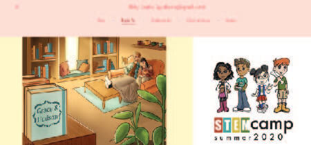 Ilustraciones coloridas en Captura de pantalla de la web portafolio de Abby Gustke