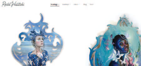 Ilustraciones de tonalidad azul en Captura de pantalla de la página portafolio de la web de Redd Walitzki