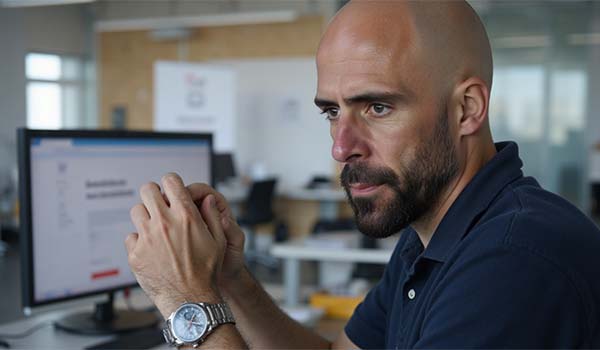 Alvaro Torres cronometrando con un reloj mientras prueba la velocidad de carga de la web