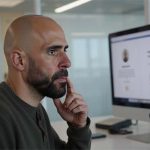 Alvaro Torres comparando dos versiones de una landing en una pantalla dividida