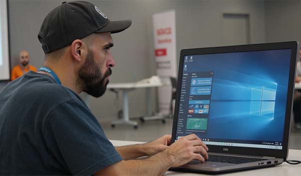 Álvaro Torres observando una gráfica con caída de tráfico en su portátil