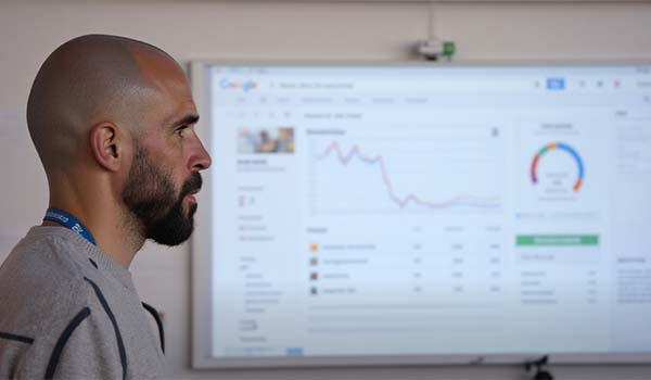 Álvaro Torres revisando el rendimiento de enlaces en un panel de Google Search Console