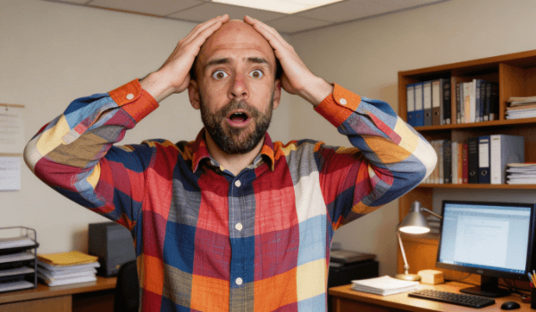 Álvaro llevándose las manos a la cabeza en señal de sorpresa