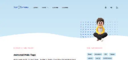 Muñeco de juguete sentado en captura de pantalla de la web portafolio de Josh Comeau