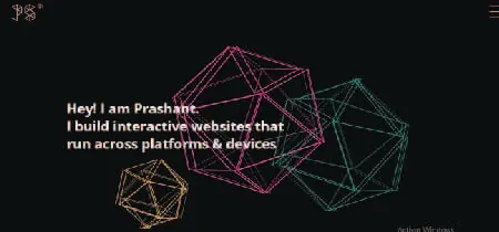 Poliedros de colores en la web portafolio de Prashantsani