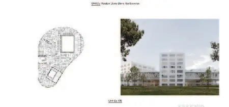 Fotografía de un edificio y dibujo de un plano arquitectónico en la homepage de la web "Office"