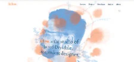 Pantalla de inicio de la página web portafolio de Jarrod Drysdale
