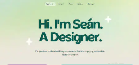 Homepage de la página web portafolio de Sean Halpin