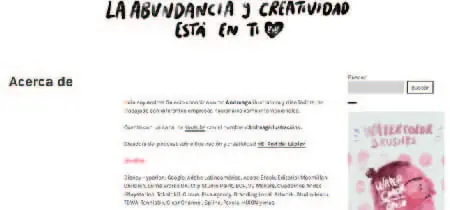 Captura de pantalla de la web de la ilustradora Andreaga