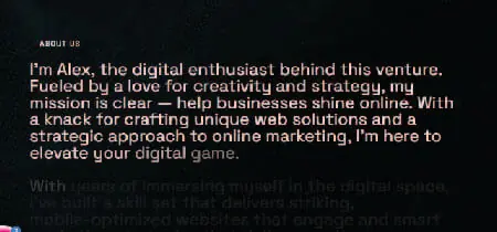 Letras blancas en fondo negro en captura de pantalla de la Web 211 Studio