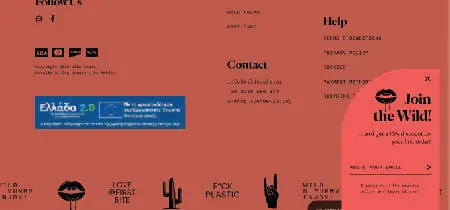 Captura de pantalla del footer de la web "Wildsouls"