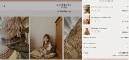 Pestaña de carrito de la web "Sun flora kids"