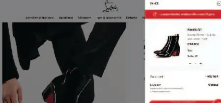 Captura de pantalla de la pestaña de carrito de la web "Christian loboutin"