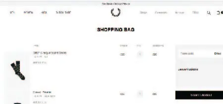 Captura de pantalla de la pestaña de carrito de la web "Fred Perry"