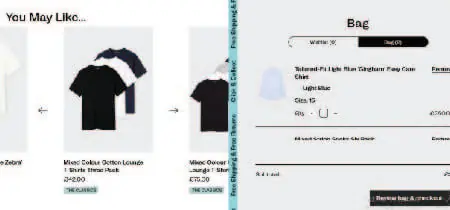 Captura de pantalla de la pestaña de carrito de la web "Paul Smith"