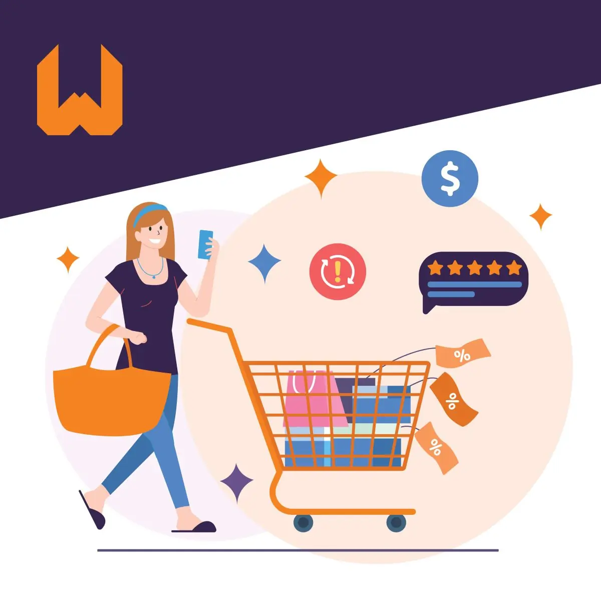 Diseño de ilustración sobre pestañas de carrito de compra en páginas web