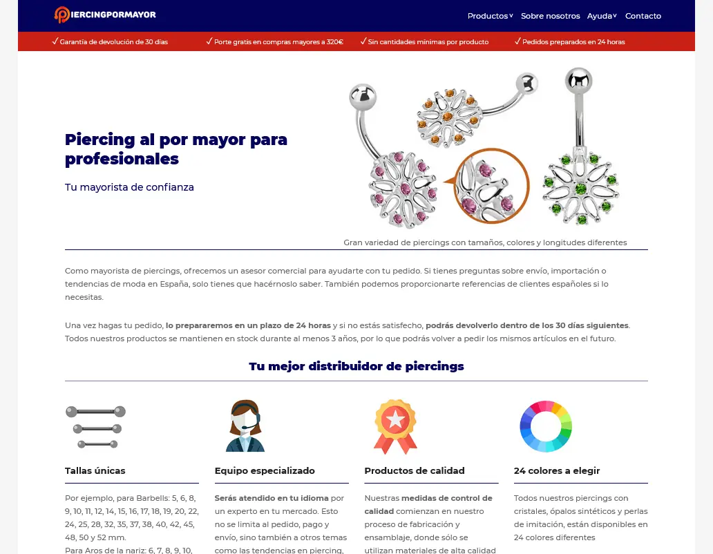 Piercing Por Mayor website