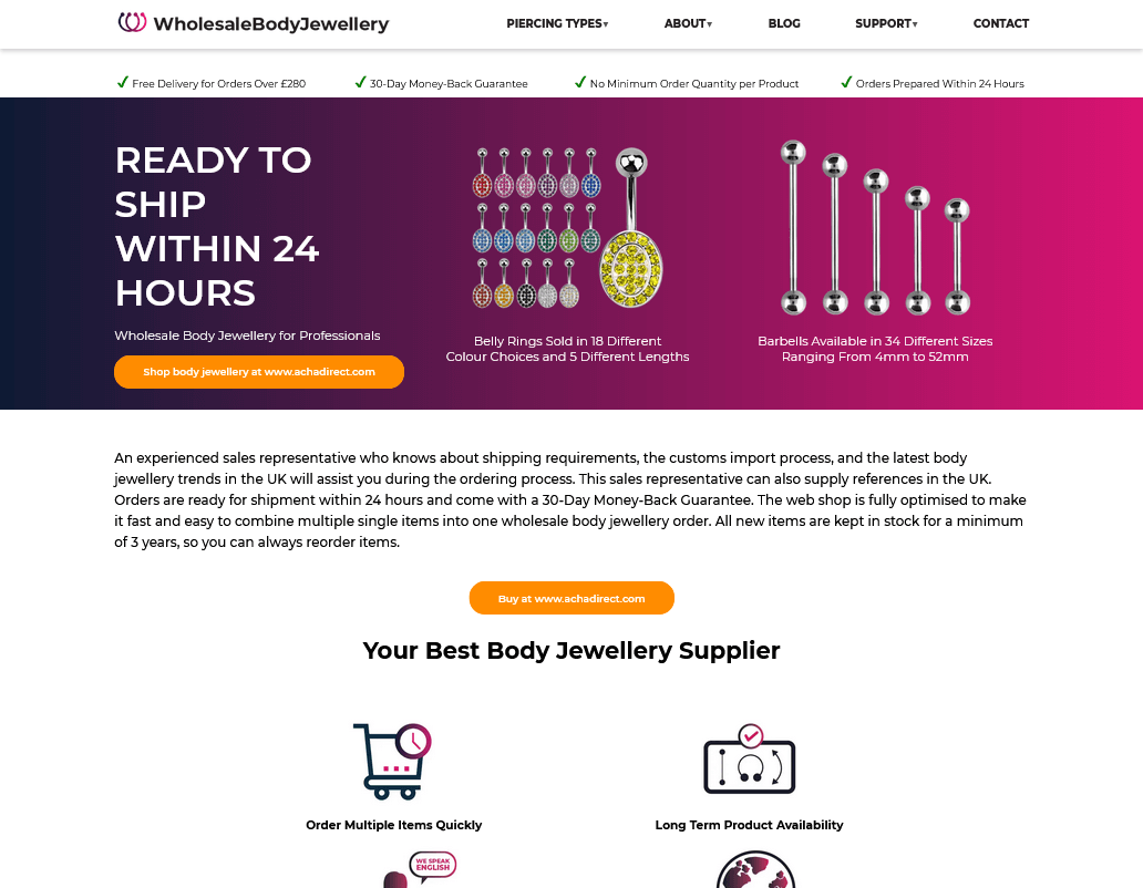 Wholesalebodyjewellery website