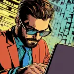 Un hombre realizando una búsqueda en internet