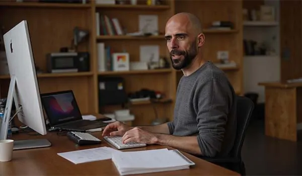 Álvaro Torres analizando un panel de métricas con su ordenador