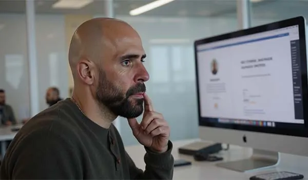 Alvaro Torres comparando dos versiones de una landing en una pantalla dividida