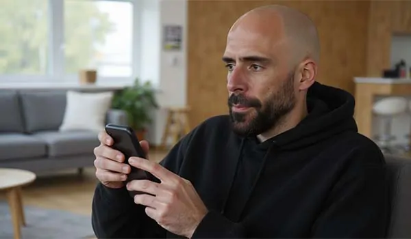 Alvaro Torres rellenando un formulario corto en un móvil